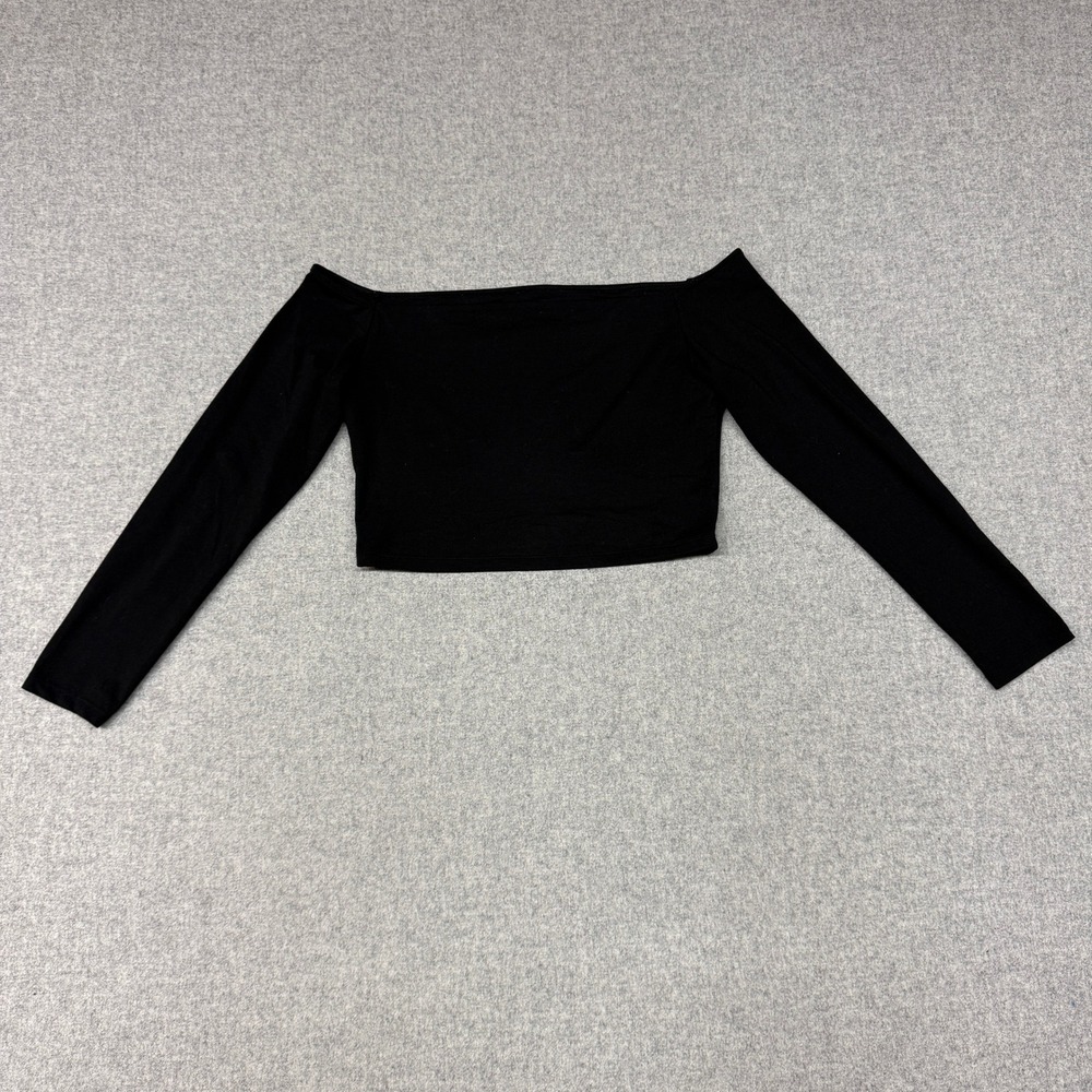 Wild Fable | Off The Shoulder Crop Top | L | Black | Long Sleeve Stretch 2448